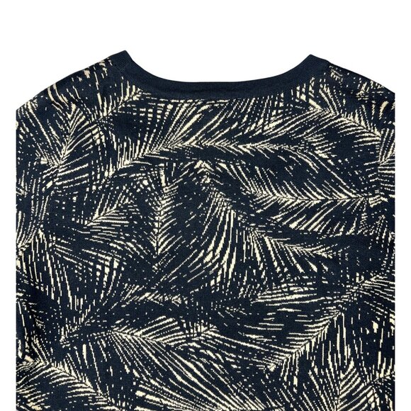 Michael Michael Kors Black Gold Palm Print Short Sleeve Knit Sweater Top Medium - Picture 10 of 12